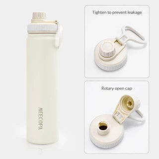 MEECOPA ขวดน้ำพกพาเก็บความร้อนและความเย็น 750ml สแตนเลส304 มีหูหิ้วพกพา 5สีให้เลือก ก้นกันลื่น