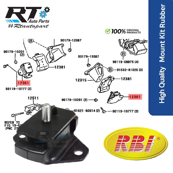 RBI แท่นเครื่อง Toyota Tiger 5L D4D Sportrider ปี 95-02 | T10Y510