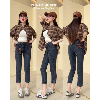 💓 Punny Jeans⚡️⚡️กางเกงยีนส์ผู้หญิง ทรงบอย ผ้าไม่ยืด มีพลัสไซส์