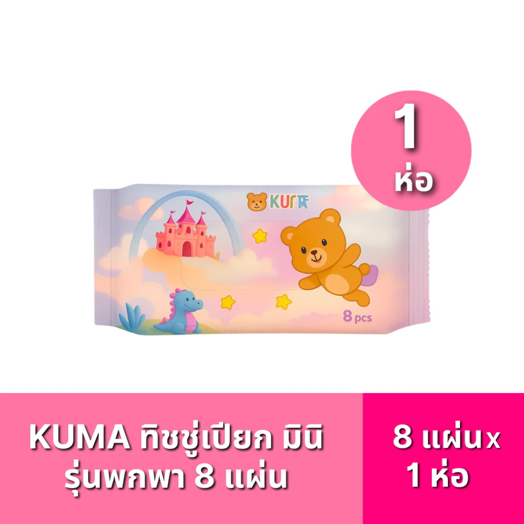 ของแถม(งดจำหน่าย) Kuma ทิชชู่เปียก มินิ รุ่นพกพา 8 แผ่น