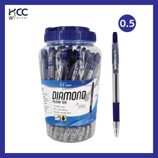 (ยกกระปุก/50ด้าม) ปากกา ปากกาลูกลื่น Diamond รุ่น Flow 0.5 0.7 มม หมึกน้ำเงิน ด้ามหลากสี คละสี