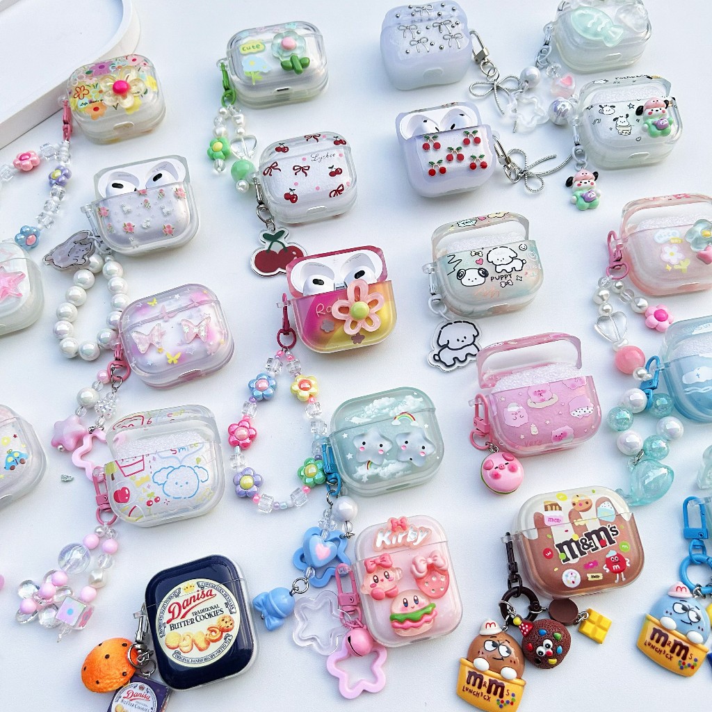 พร้อมส่ง เคสหูฟัง เคสพร้อมสายห้อย สายการ์ตูน เคส Airpods สำหรับรุ่นAirpods 1/2 Airpods 3 Airpods 4 Airpods pro pro2