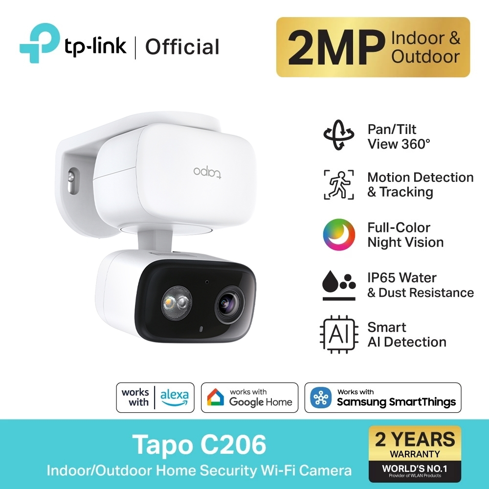 TP-LINK (Tapo C206) 2MP Full HD 1080p Indoor/Outdoor Home Security Wi-Fi Camera กล้องวงจรปิด