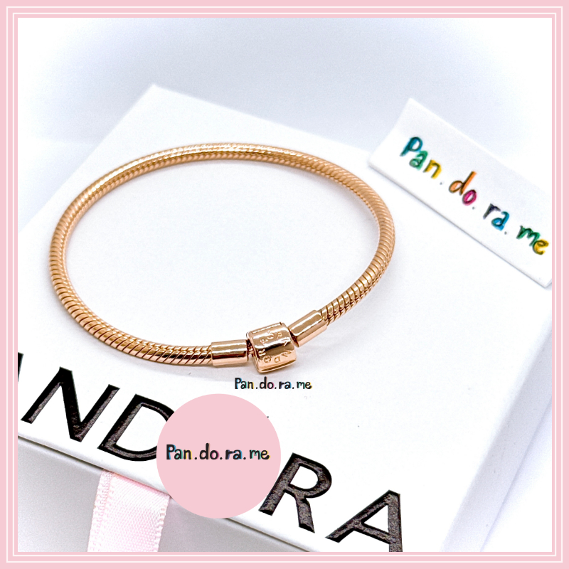 [พร้อมส่ง สินค้าแท้ ] กำไลแพนโรสโกลน์ Moments Barrel Clasp Snake Chain Bracelet