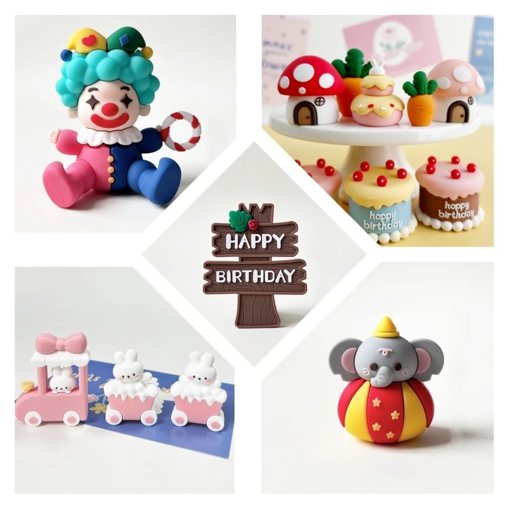 ส่งจากไทย‼️ตุ๊กตา แต่งเค้ก วันเกิด Cake ยางนิ่ม ลายสัตว์ ไดโนเสาร์ DIY ตั้งได้