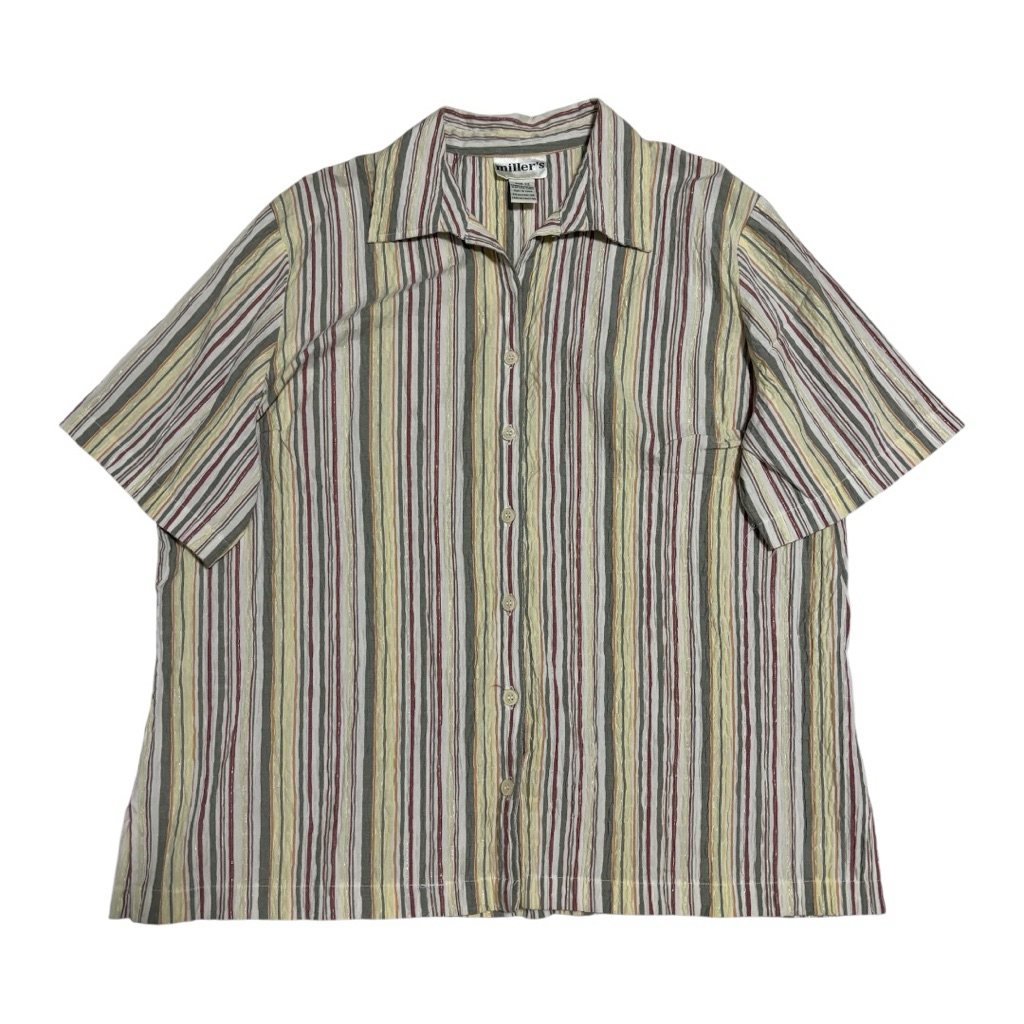 เสื้อเชิ้ตแขนสั้นวิทเทจ ลายทาง Vintage Y2K Shirts