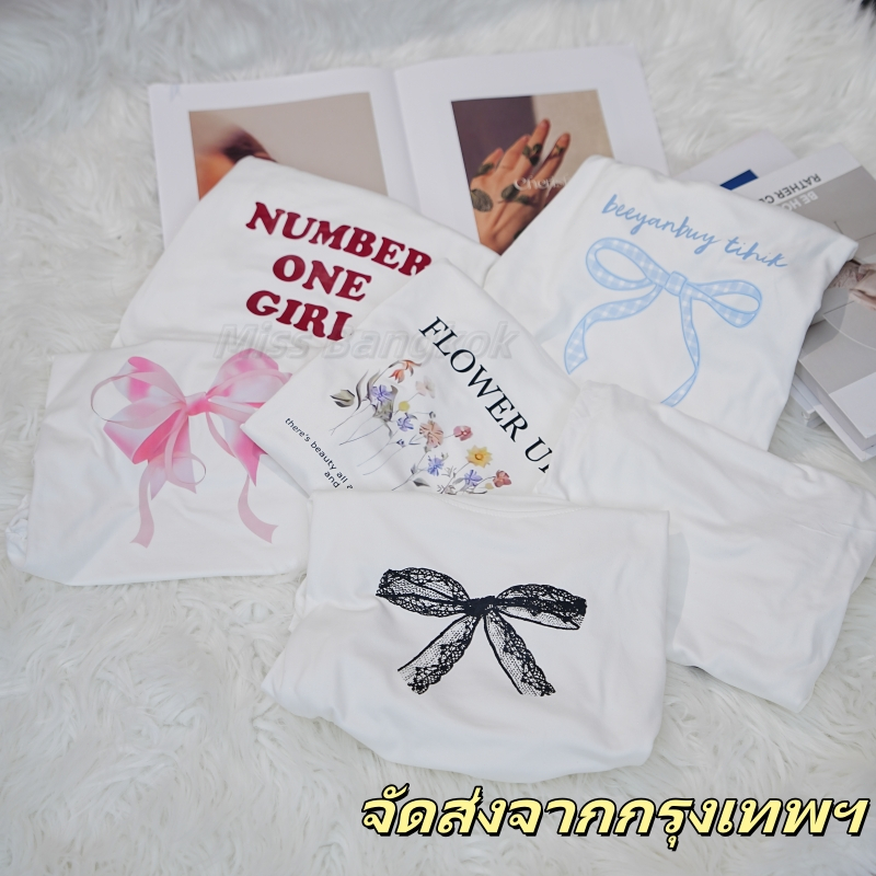 Bangkok จัดส่งทันที เสื้อยืดแขนสั้นคอกลมพิมพ์ลายสไตล์เกาหลี-ZUHE