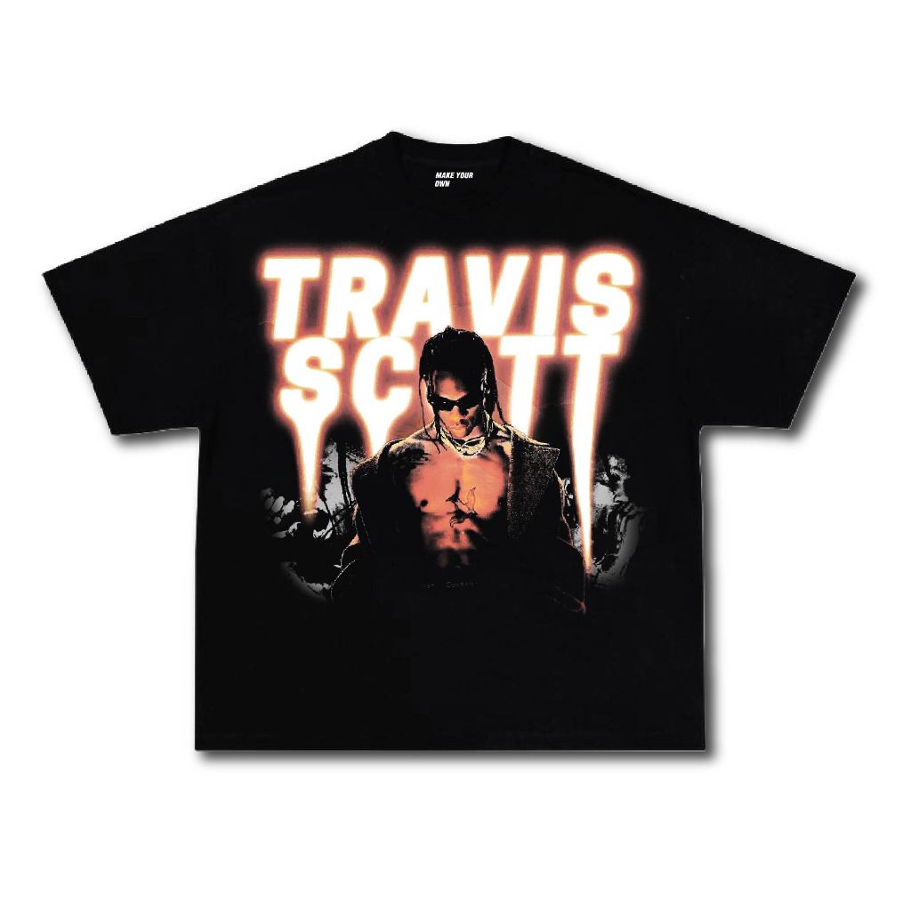 (🔥MAKEYOUROWN🔥) เสื้อ  TRAVIS NEW คอชิด วินเทจ COTTON OVERSIZE  สกรีนแบบ DTG ดีที่สุดในตลาด