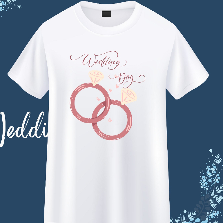 เสื้อทีมงานแต่ง เพื่อนเจ้าบ่าว เพื่อนเจ้าสาว คู่บ่าวสาว Wedding Day  ใส่สบาย สีขาว ฟ้า ชมพู