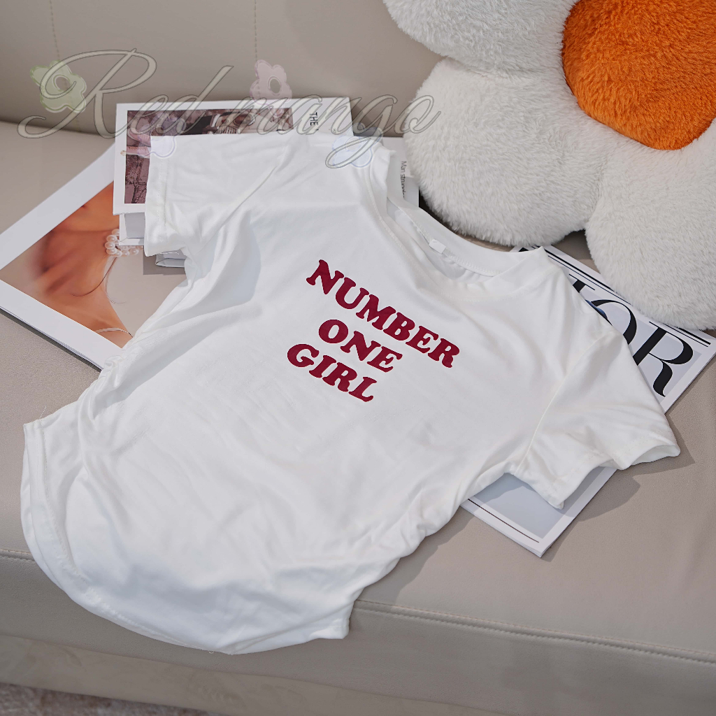 RedMango✨ เสื้อยืดผู้หญิงรัดรูปปักโบว์ 🎀 ดีไซน์สวยงาม ย่นข้างช่วยเน้นรูปร่างและเอว - รูปที่ 5