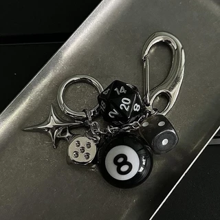 พวงกุญแจ 8 ball keychain โกธิค พวงกุญแจรถ ห้อยกระเป๋า ตกแต่งกระเป๋า bag charm หัวเข็มขัด พวงกุญแจกางเกง Y2K เข็มขัด