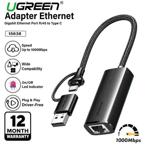 พร้อมส่ง UGREEN 15638 USB Type-C To Lan RJ45 Ethernet Adapter 100Mbps-1000Mbps