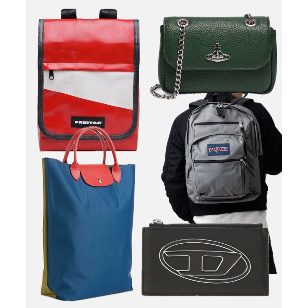 มือสอง กระเป๋า Brand แท้ 100% Longchamp Diesel Jansport Vivienne westwood