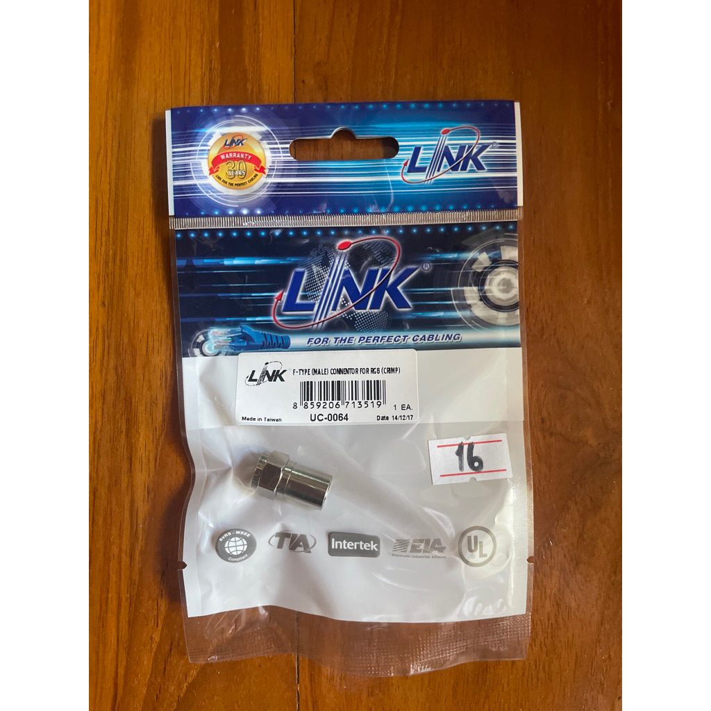 Link UC-0064 F-Type CONNECTOR for RG 6 , CRIMP Type คีมบีบแน่น UC-8118 รหัสสินค้า UC-0064