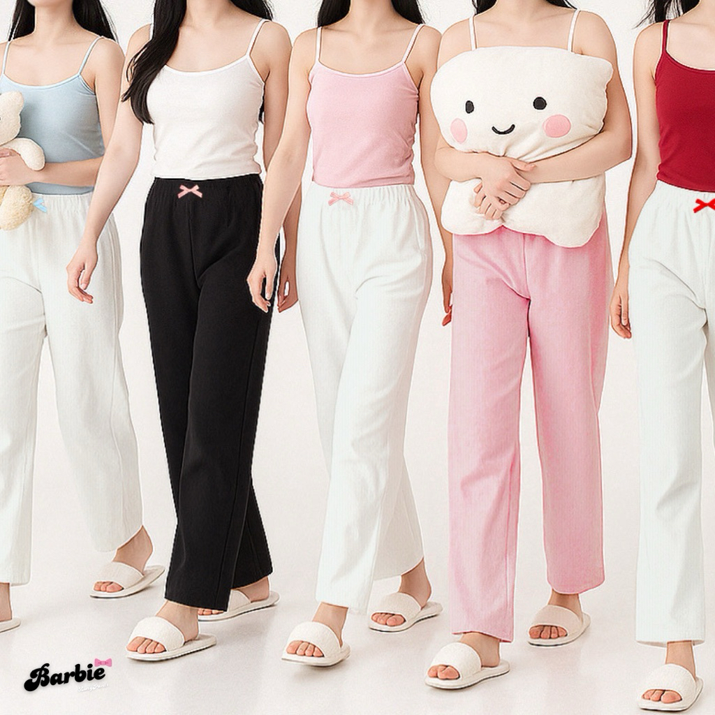 🎀Barbie long pants - กางเกงนอนขายาว ยางยืดผ้าลูกฟูก FREESIZE