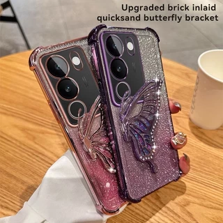 เคส กริตเตอร์ หรูหรา สำหรับ Realme C71 C85 C75 Note70 เคส กันกระแทกมุม กันกล้อง ผีเสื้อ น่ารัก ตั้งได้