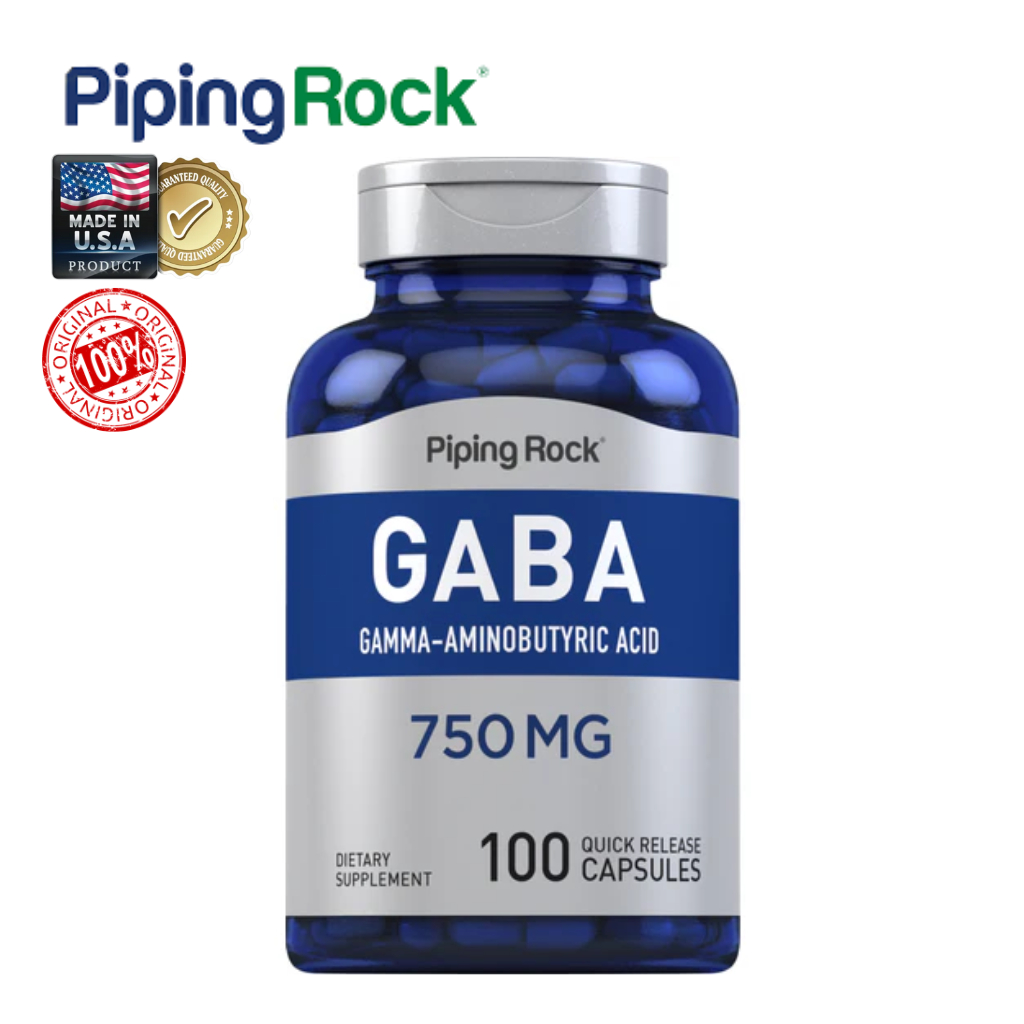 Piping Rock GABA 750mg | เสริมสมดุลระบบประสาท | 100 เม็ดแท้จาก USA