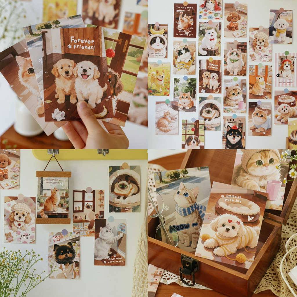 พร้อมส่ง🍑 (เซต30แผ่น) โปสการ์ด Forever Friends โปสการ์ดแต่งห้อง การ์ดมินิมอล รูปติดผนัง ของแต่งห้อง 