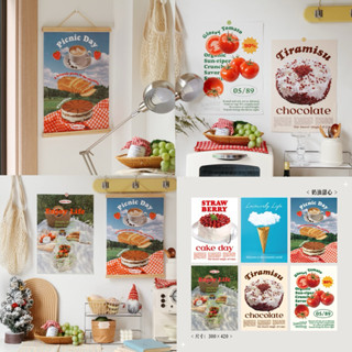 พร้อมส่ง🍅 ( เซต 6 ใบ ) โปสเตอร์ Happy Day Set สไตล์คาเฟ่ โปส…