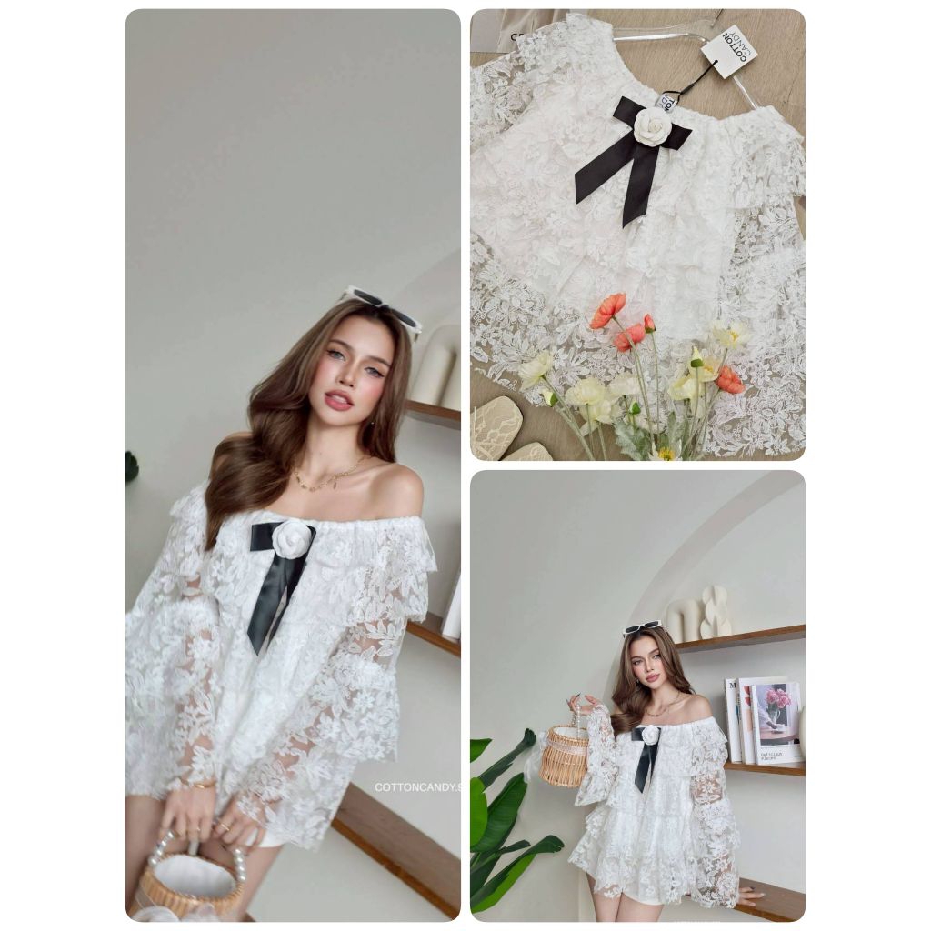 #Cotton Candy🍭 เสื้อลูกไม้ระบาย New Ladda korea