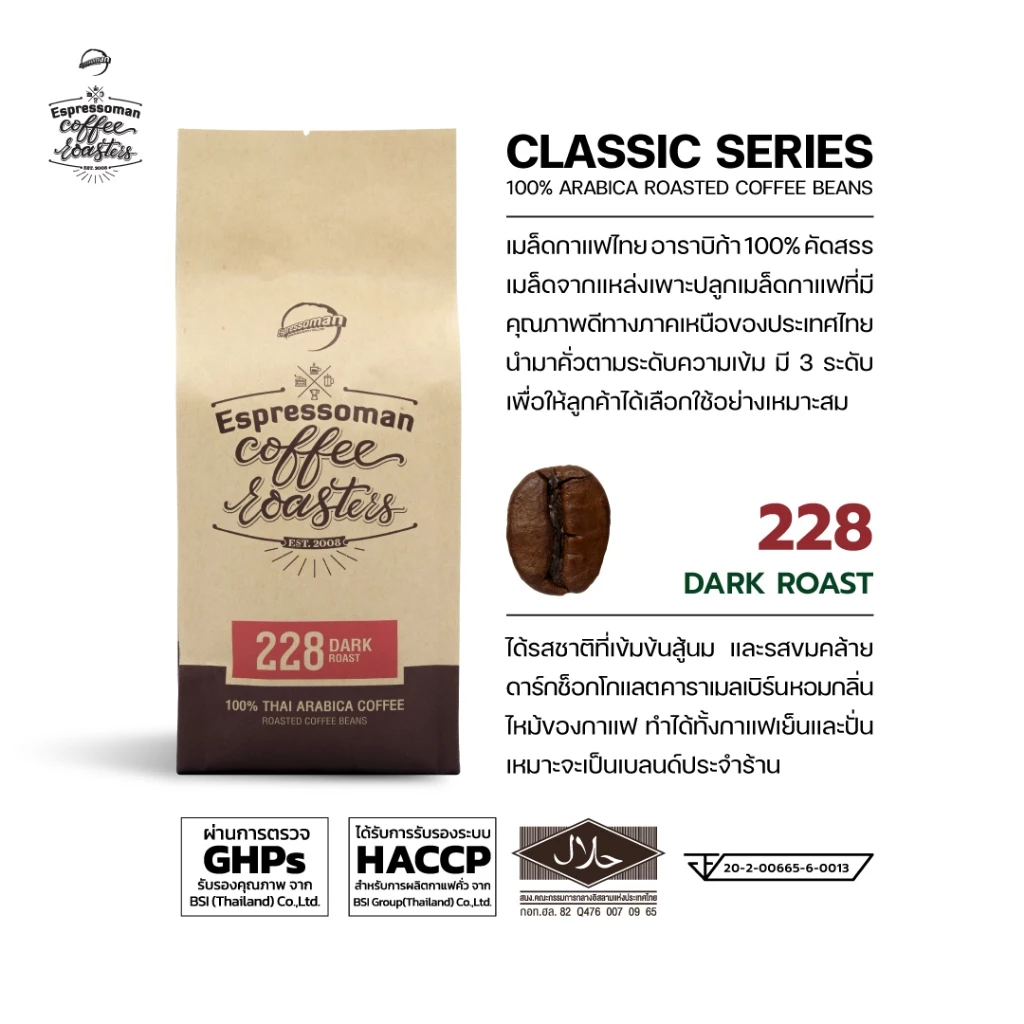 เมล็ดกาแฟคั่ว ESPRESSOMAN CLASSIC SERIES อาราบิก้าไทย thumbnail 8