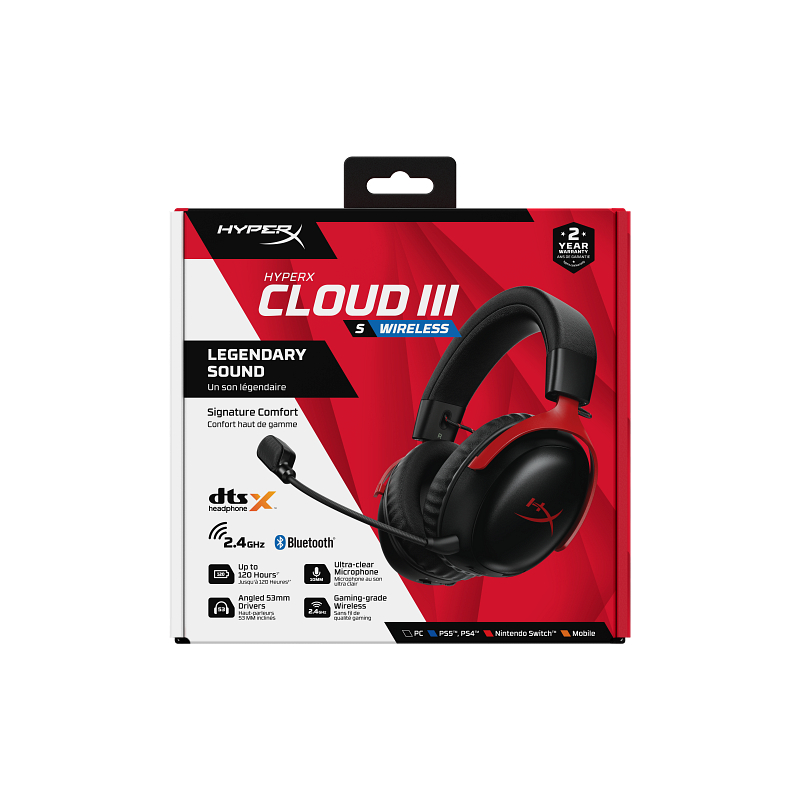 HEADSET (หูฟัง)  HyperX Cloud III S Wireless - Gaming Headset Red : A59Z0AA