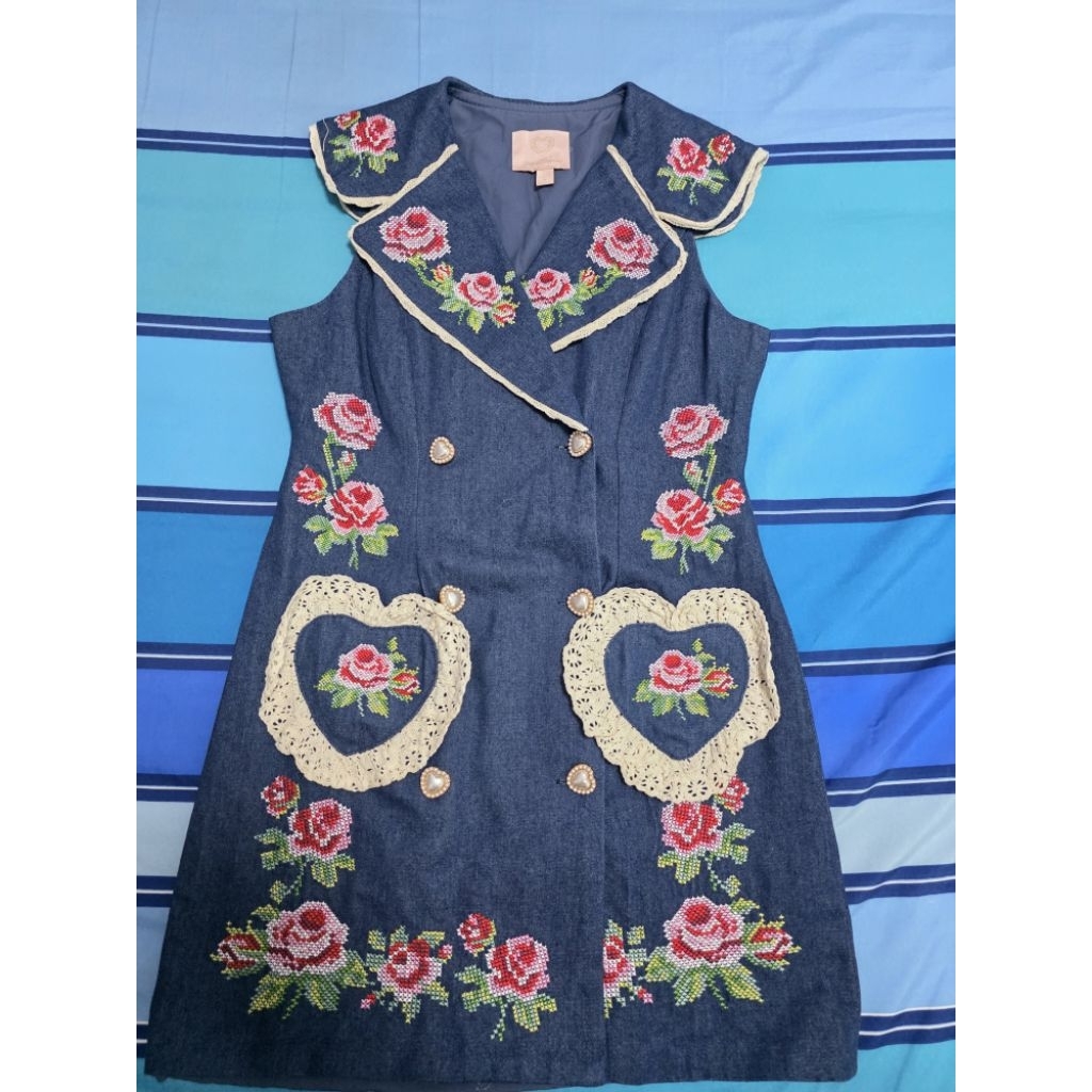 Maria dimond เดรสยีนส์งานปักไซส์m