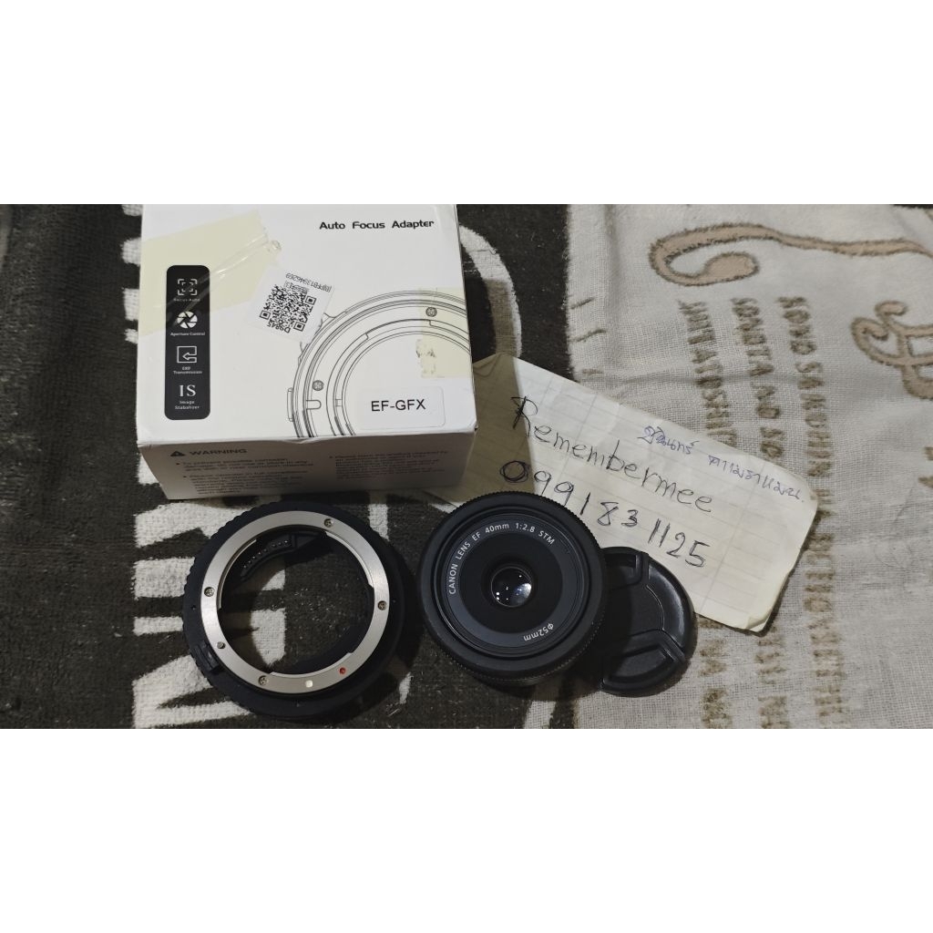 ขายเลนส์ Canon EF 40mm f2.8 STM พร้อม Adapter Andoer EF-GFX ขาย 7,499 บาท สามารถนัดรับได้ที่เซ็นทรัล