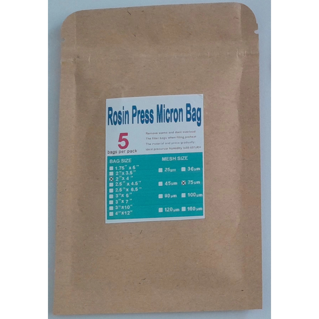 Rosin Press Micron Filter Bag 2." x 4" 75 micron (5 bags per pack)