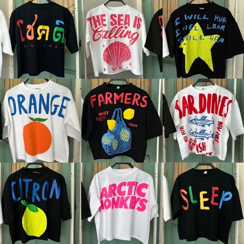 พร้อมส่งในไทย Crop top เสื้อครอป ผ้าคอตตอน BDSH-รวมลาย