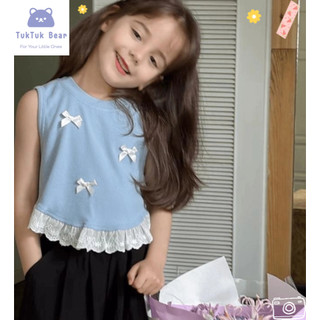 ✨เสื้อแขนกุดเด็ก เสื้อผ้าเด็ก ปักโบว์✨ สไตล์เกาหลี ใส่สบาย ไม่ระคายผิว