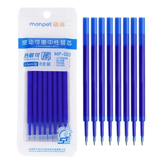 ไส้ปากกา รีฟิลหมึกลบได้สีน้ำเงิน แบรนด์ monpet หัวปากกา ST 0.5 mm Refill 11 cm สำหรับปากกากด(สปริง)