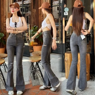 919 jeans🌵กางเกงยีนส์ขาม้า เอวสูง ผ้าลีวาย เนื้อผ้ายืด กางเกงยีนส์ผู้หญิง