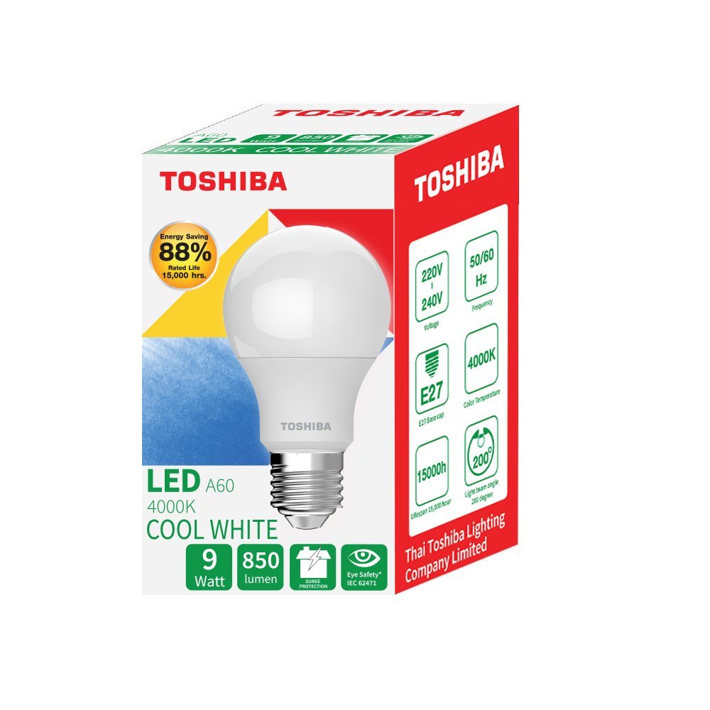 TOSHIBA LED Bulb ขนาด A60 9 watt Warm White / Daylight / Cool White