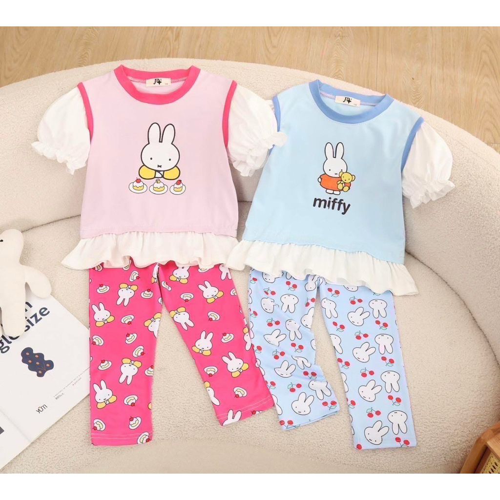 ส่งจากไทย 🌈 ชุดเซตลูกสาวน่ารักๆเสื้อ+กางเกง 2ชิ้น ฟ้า ชมพู