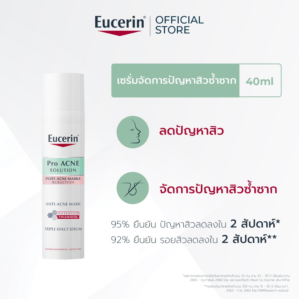 Eucerin Pro ACNE SOLUTION THIAMIDOL TRIPLE EFFECT SERUM 40 ML เซรั่มจัดการปัญหาสิวซ้ำซาก ลดรอยสิว