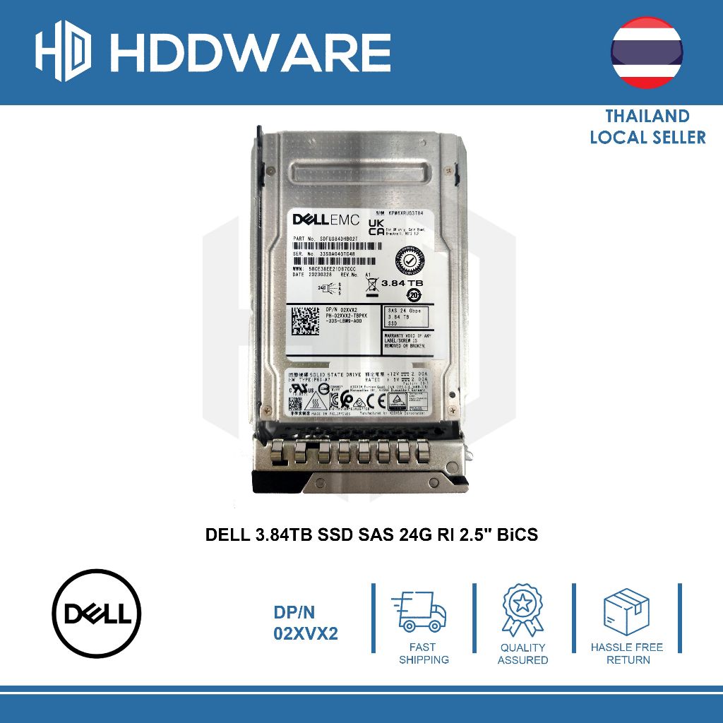 DELL 3.84TB SSD SAS 24G RI 2.5" BiCS // 02XVX2 // SDFUS84DHB02T	// KPM6XRUG3T84