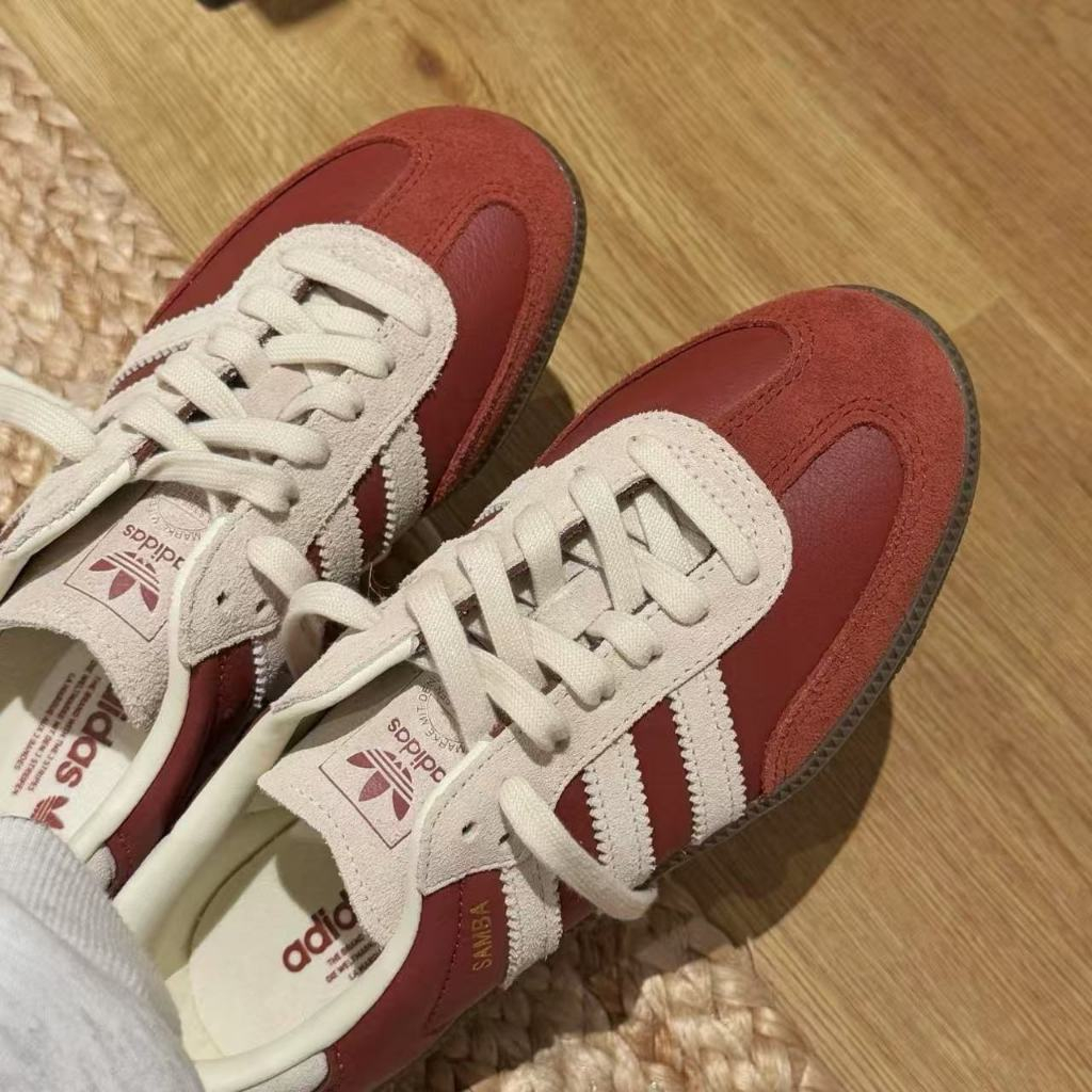 （ของแท้ 100 %）adidas originals samba OG gazelle JI3216 ขาว/เทา/แดง