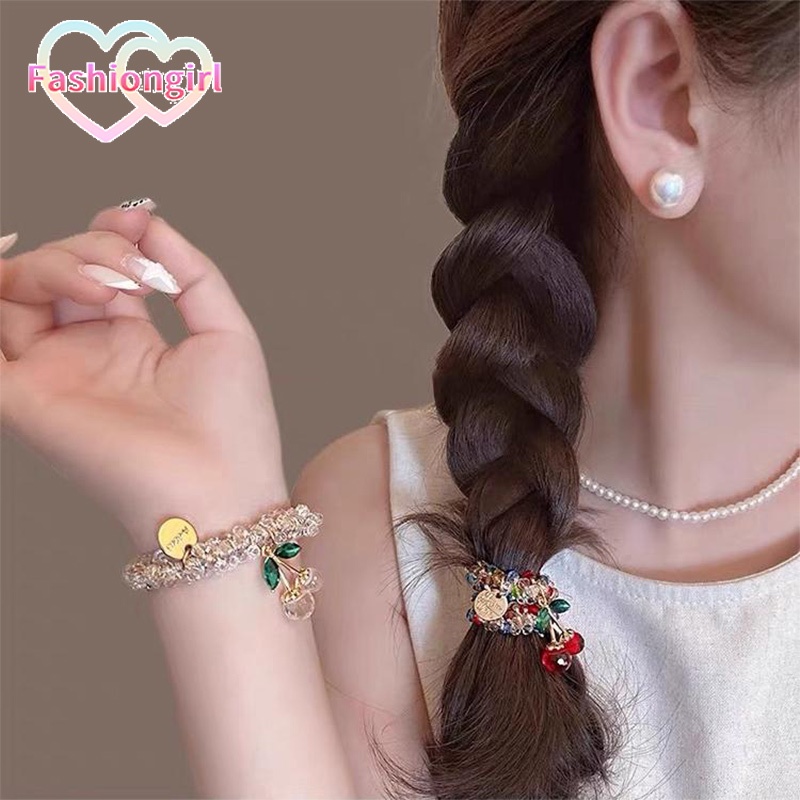 Fashion girl🌸🌸ที่คาดผมลายเชอร์รี่ สร้อยข้อมือแฟชั่น สไตล์น่ารัก สไตล์เกาหลี girl คุณภาพดี ทนทาน ใช้งานได้ 2 แบบ