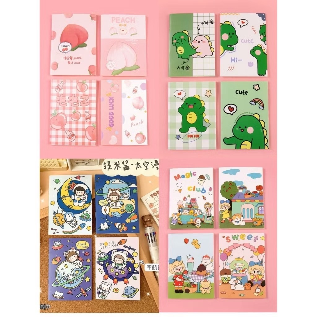 สมุดโน๊ต สมุดโน้ต เล่มเล็ก มีเส้น คละลาย ลายน่ารัก ขนาด 8.5 x 12 เซนติเมตร 22 แผ่นรวมปก