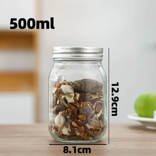 ขวดโหลแก้วกลม ฝาเกลียว โถแก้วใส มีฝาปิด กระปุกเก็บอาหาร 250ML-1000ML