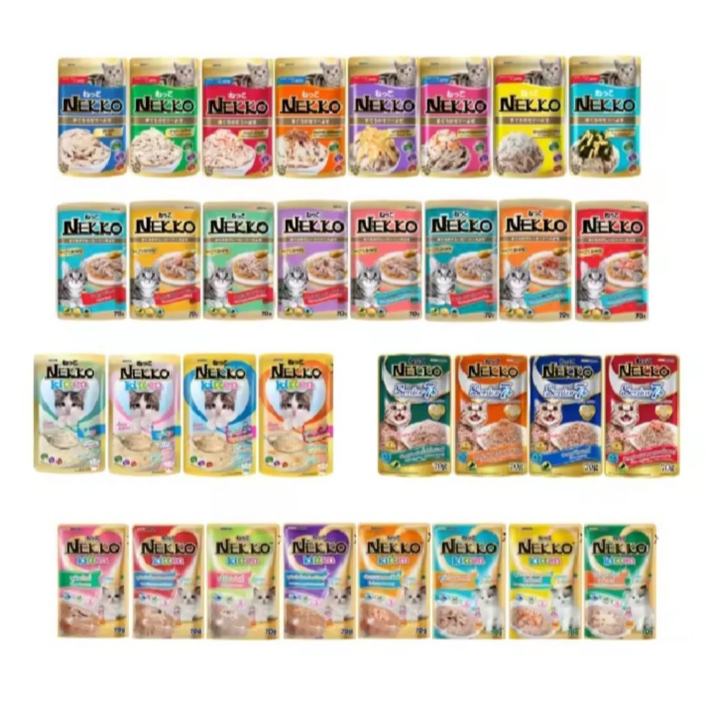 เนกโกะ (NEKKO) อาหารแมวเปียก บรรจุซอง น้ำหนัก 70กรัม จำนวน12ซอง(1โหล)
