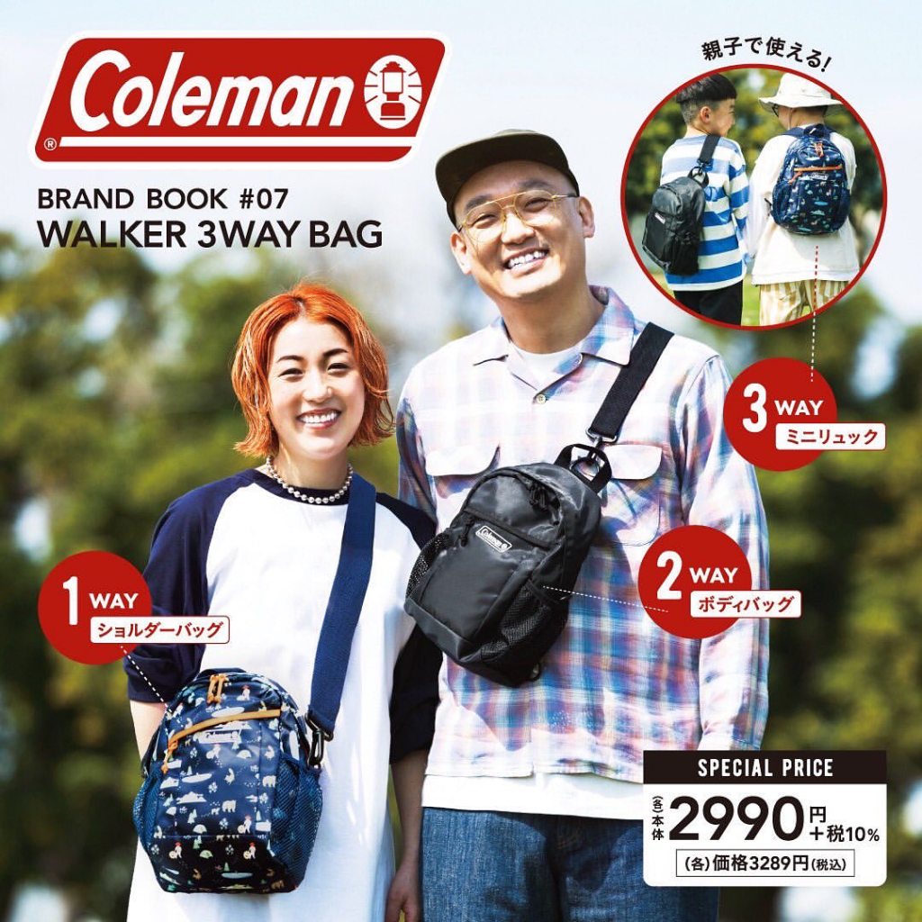 Coleman BRAND BOOK #07 WALKER 3WAY BAG BLACK กระเป๋าเป้กระเป๋าคาดไหล่สีดำ