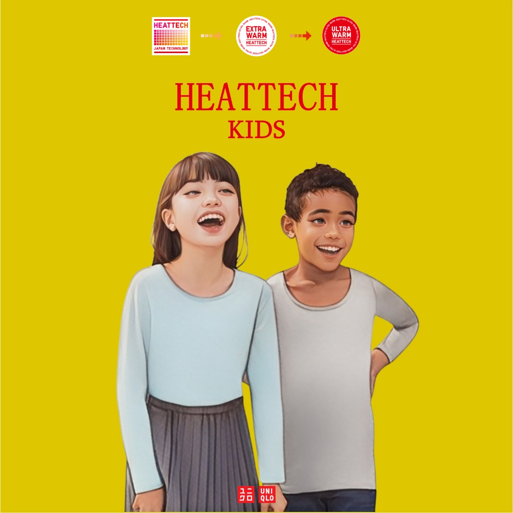 Extra Warm Size เล็ก Uniqlo Heattech Kids เสื้อฮีทเทคเอ็กตร้าวอร์ม ฮีทเทคมือสอง สภาพใหม่