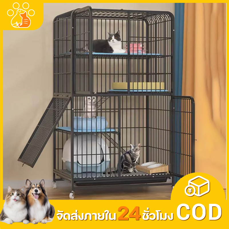 🐾กรงแมว กรงแมวขนาดใหญ่ 3ชั้น 4ชั้น กรงแมว กรงสัตว์เลี้ยง ไม่เป็นสนิมง่าย 3ชั้น 4ชั้น กรงแมว