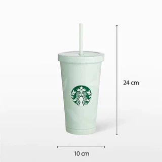 ตรงปก เกรดพรีเมียม Starbucks แก้วเก็บความเย็น สีเขียวมินท์ สแตนเลสแท้ 304 ขนาด 500 ml พร้อมหลอด เก็บอุณหภูมิเก็บร้อน-เย็