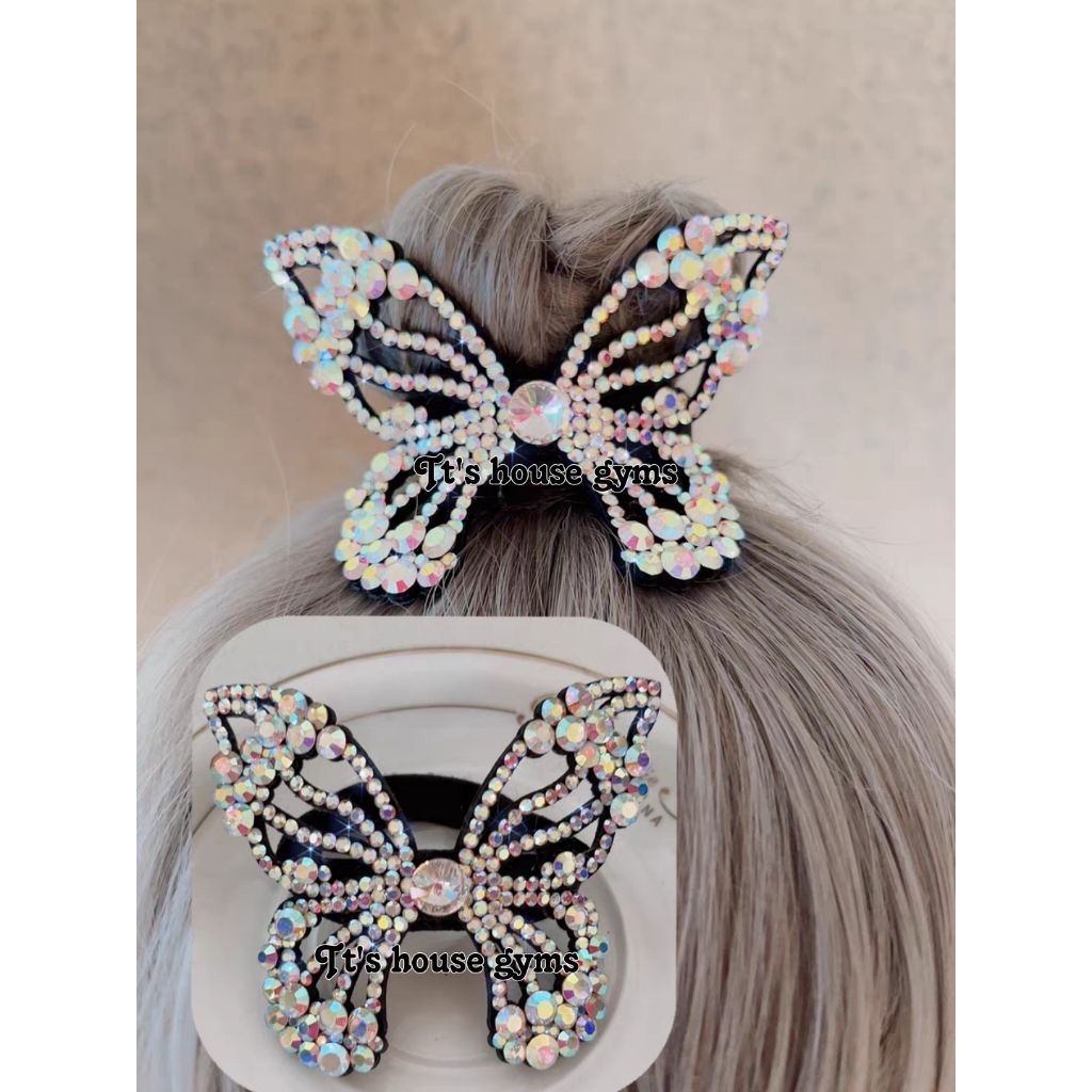 พร้อมส่งจากไทย ยางมงกุฎผีเสื้อเพชร ยางเพชร Hair3