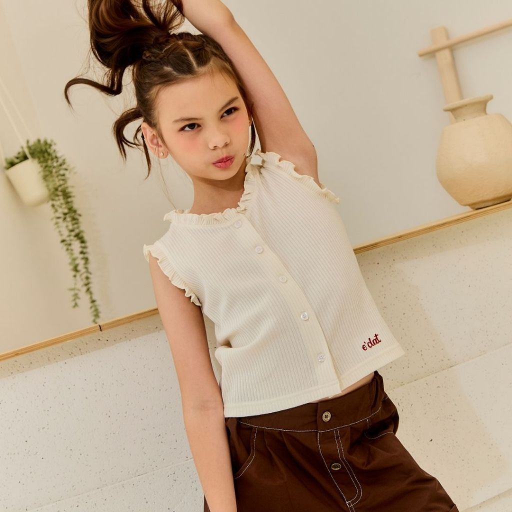 e’clat เสื้อเด็กโต แขนกุด เสื้อยืดเด็ก พรีทีน เด็กผู้หญิง 6-12 ปี  เนื้อผ้ายืด ผ้าริบcotton 5028