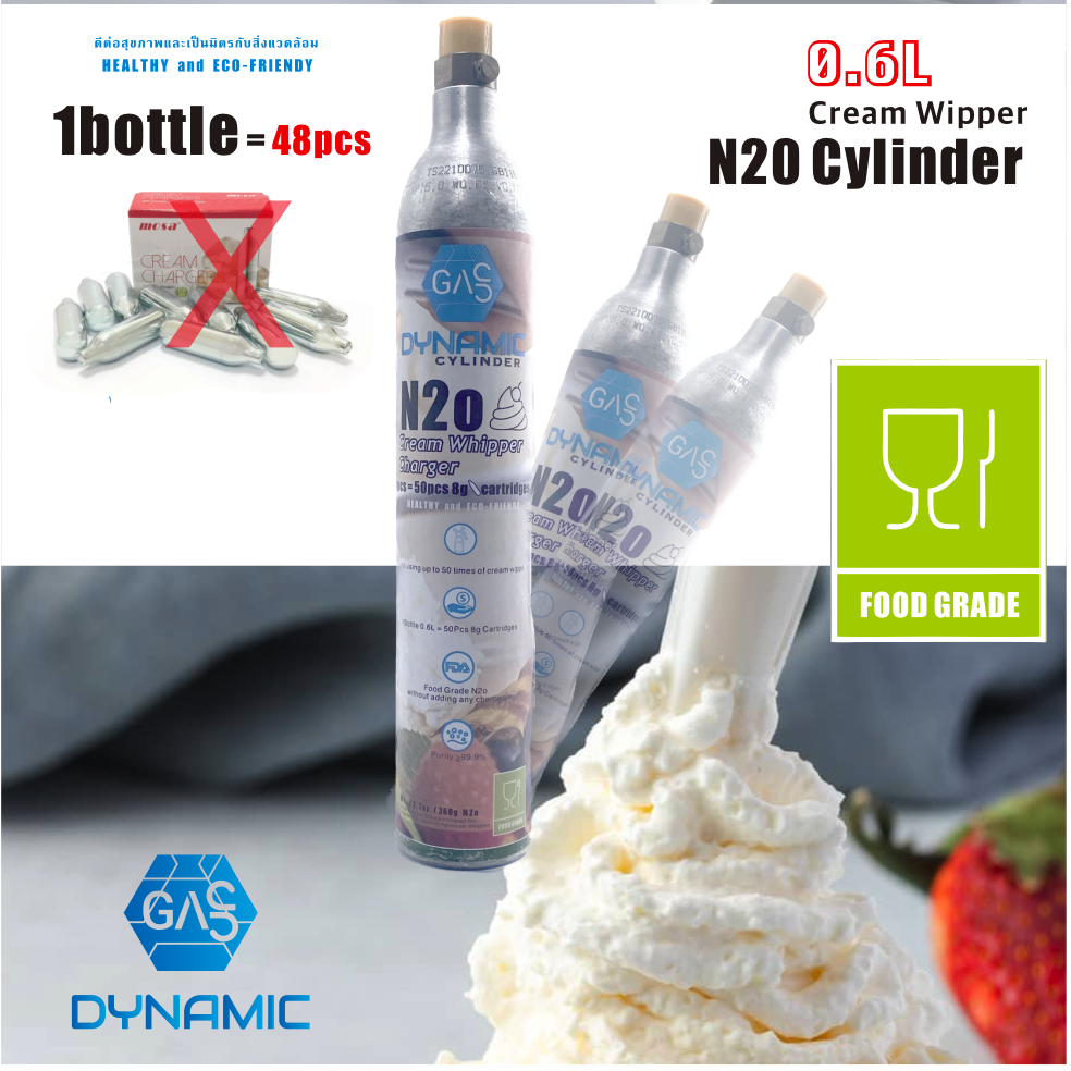 GAS DYNAMIC MOSA CREAM Charger WHIPPER CYLINDER 0.6L N20 NITROUS OXIDE