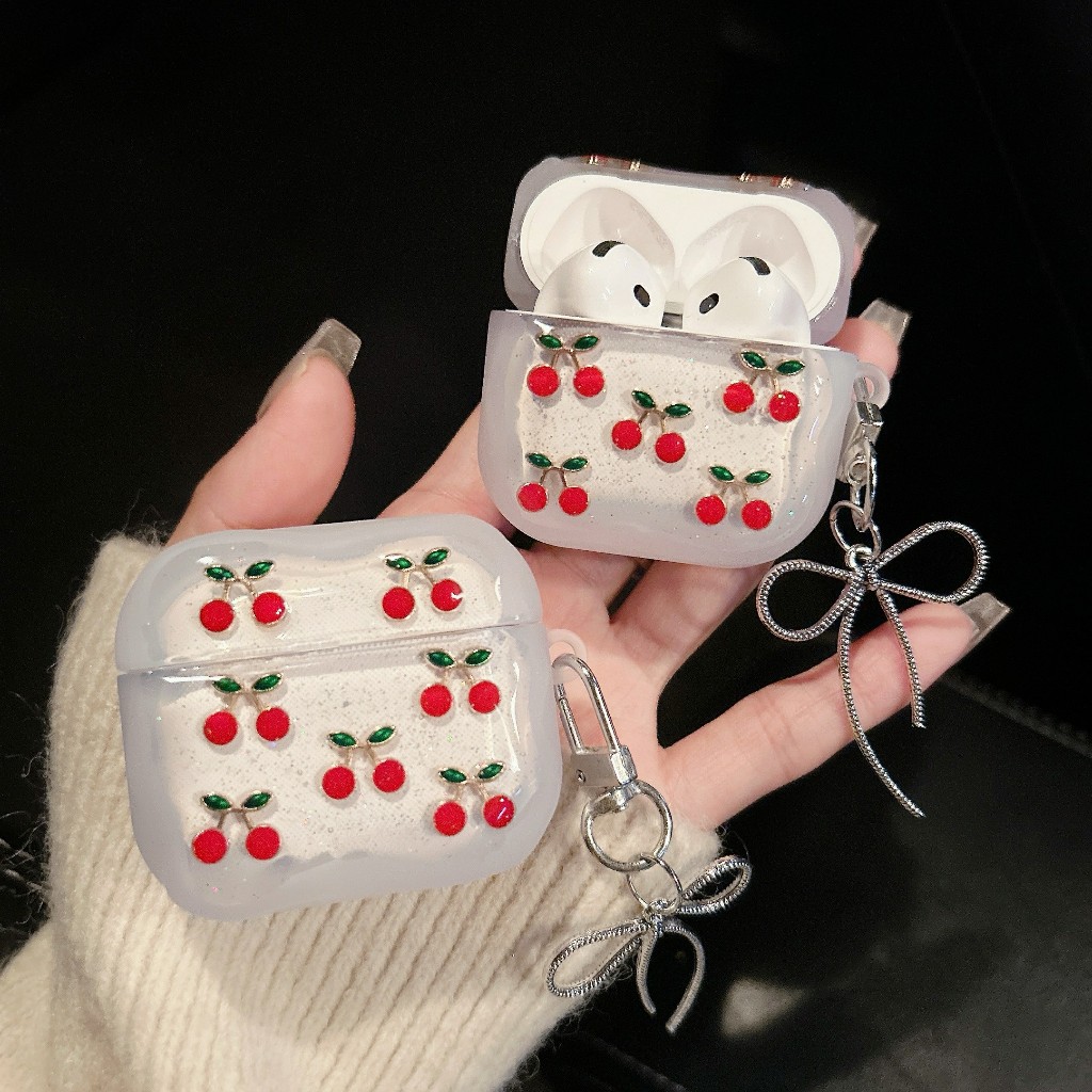 เคสหูฟัง เเถมสายห้อย เคสAirpods เคสลายเชอรี่ รุ่น Airpods รูปที่ 3